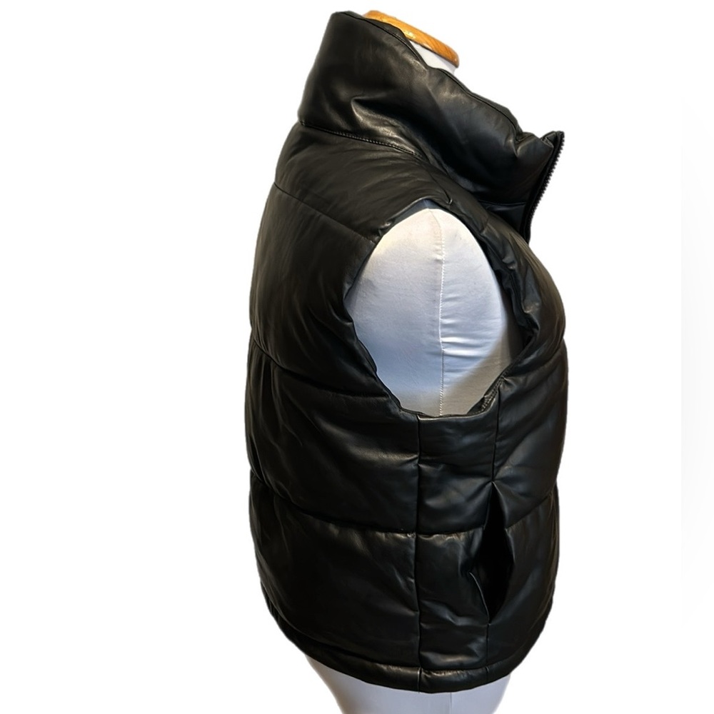 7 for all mankind faux leather puffer vest - Picture 10 of 14